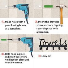 Towel Racks 5 Hooks Black Sandblasted Robe Hooks Wall Mount