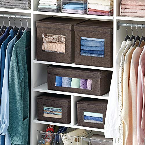mDesign Soft Fabric Stackable Closet Storage Organizer Box