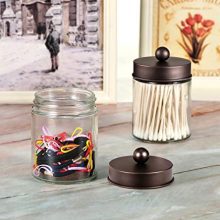 Apothecary Jars Bathroom Storage Organizer - Cute Qtip Dispenser Holder