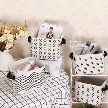 Foldable Mini Square New Black and White Theme Natural Linen