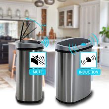 Waste Bin Mute Metal Garbage Can with Lid Stainless Steel