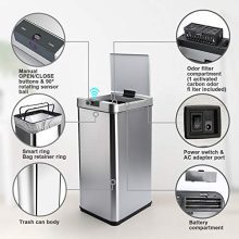 Secura 13 Gallon Automatic Trash Can, Stainless Steel