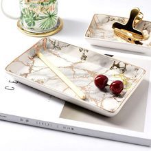 Jewelry Storage with the Nordic Golden Striped Marble Plate