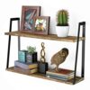 Floating Wall Shelves, 2-Tier Rustic Wood Shelves for Bedoom