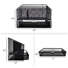 All in one black office desk mesh organizer with 5 compartments