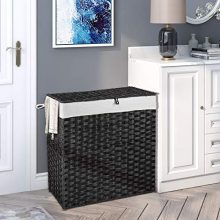 Synthetic Rattan Laundry Basket with Lid and Handles