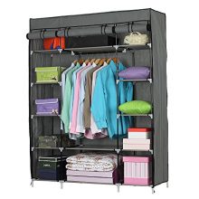 5-Layer Portable Clothes Wardrobe with Hanging Rack and 12 Storage