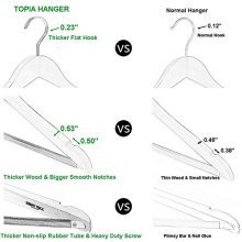TOPIA HANGER Extra Strong Wooden Suit Hangers