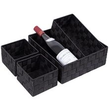 Woven Storage Box Cube Basket Set of 4 (Black) - Organize and Beautify Your Space with Style and Durability
