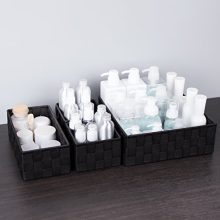 Woven Storage Box Cube Basket Set of 4 (Black) - Organize and Beautify Your Space with Style and Durability