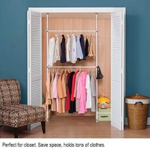 Adjustable Closet Rod Double Rail Garment Rack Organizer System