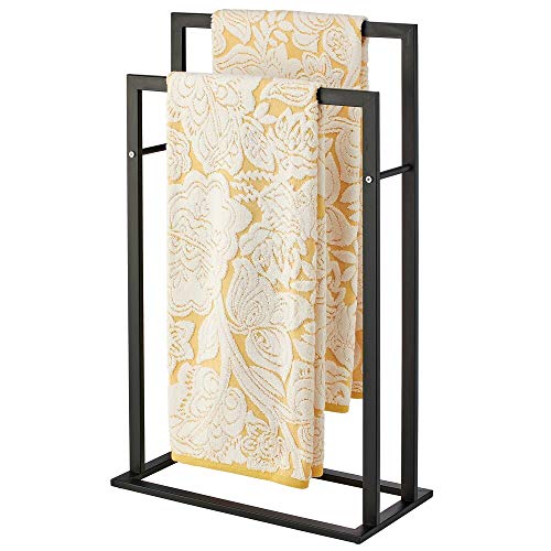 mDesign Tall Modern Metal Freestanding Towel Rack Holder