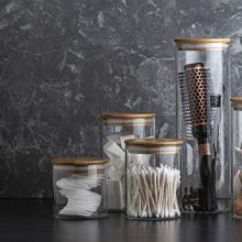 Canister Set of 5, Glass Kitchen Canisters with Airtight Bamboo Lid