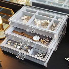 Acrylic Jewelry Box 3 Drawers, Velvet Jewellery Organizer