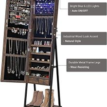 Industrial Jewelry Cabinet Armoire 6 LEDs Mirrored
