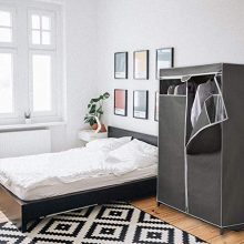 Type A Garment Rack with Clear Cover – Durable Clothes Organizer with Zippered Non-Woven Fabric for Bedroom, Closet & Seasonal Storage – 61” Grey