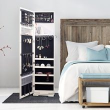 Jewelry Organizer Jewelry Cabinet 360 Rotating Full Length Mirror