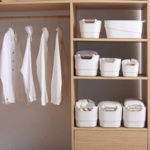 Storage Bins with Wood Handle, Set of 2 - Minimal