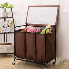 3-Bag Heavy-Duty Rolling Laundry Cart with Ironing Board - Organize and Simplify Your Laundry Routine with Style