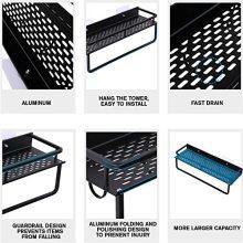 Aluminum Adhesive Shower Shelf with 4 Hooks