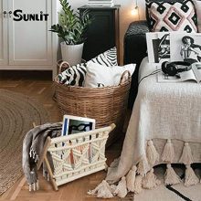 Sunlit Boho Macrame Magazine Rack, Decorative Books Magazines