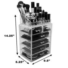 Cosmetic Makeup and Jewelry Storage Case Display for Bathroom, Dresser