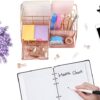 Desk Organizer with Drawer Rose Gold