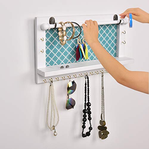 White Wall-Mounted Mesh Jewelry Organizer