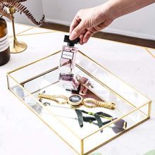 Rectangle Vintage Glass Tray Countertop Holder Dresser Organizer