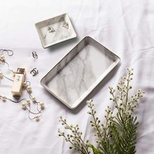 Trinket Dish Tray Decor White Marble Ceramic
