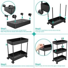AOJIA Slim Storage Cart, 3 Tier Bathroom Organizers Slide Out Storage