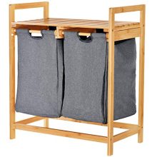 Bamboo Laundry Hamper with Dual Compartments