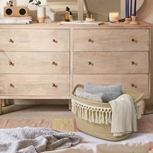 Rectangle Woven Basket Tassel Cotton Rope Storage Basket