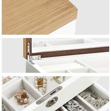 SONGMICS 3-Tier Jewelry Box, Wooden Jewelry Organizer