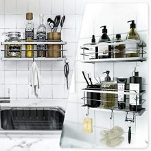 Basket Shelf with Hooks for Hanging Sponge