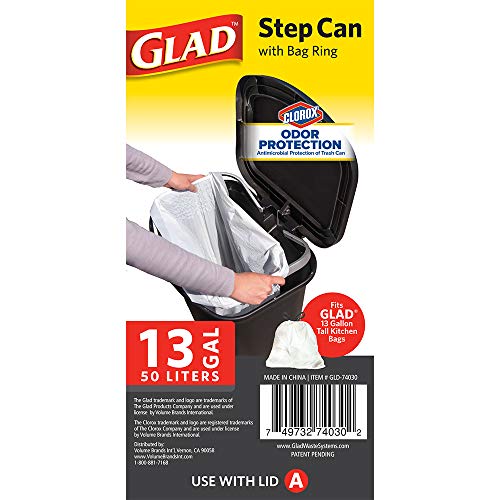 GLAD Plastic Step Trash Can with Clorox Odor Protection