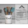 House Acre Designs Large White and Black Utensil Crock - Stylish Farmhouse Kitchen Decor - Rustic Countertop Storage Solution