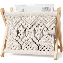 Mkono Macrame Magazine Rack Small Boho Magazine Holder