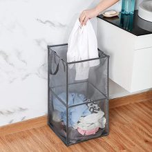 Laundry Hamper Mesh Double Clothes Organizer