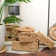 VATIMA Natural Water Hyacinth Storage Basket with Handle