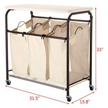 Heavy Duty 3 Bags Laundry Hamper Sorter