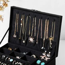 SONGMICS 2-Tier Jewelry Box with Drawer, Key