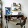 2-Tier Floating Wall Shelves in Carbonized Black Rustic Wood