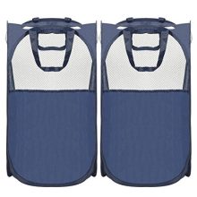Foldable Pop-Up Mesh Hamper with Reinforced Carry Handles