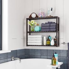 HOMFA Bamboo Bathroom Shelf 3-Tier, Multifunctional Adjustable Layer