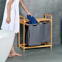 Bamboo Laundry Hamper with Dual Compartments