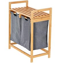 Bamboo Laundry Hamper with Dual Compartments
