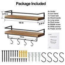 Wall Mounted Set of 2, Rustic Wood Wall Storage Shelves