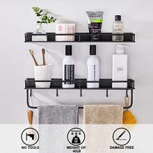 Aluminum Adhesive Shower Shelf with 4 Hooks