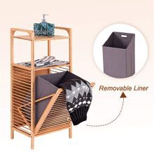 Giantex Laundry Hamper Bamboo Freestanding W/Shelf